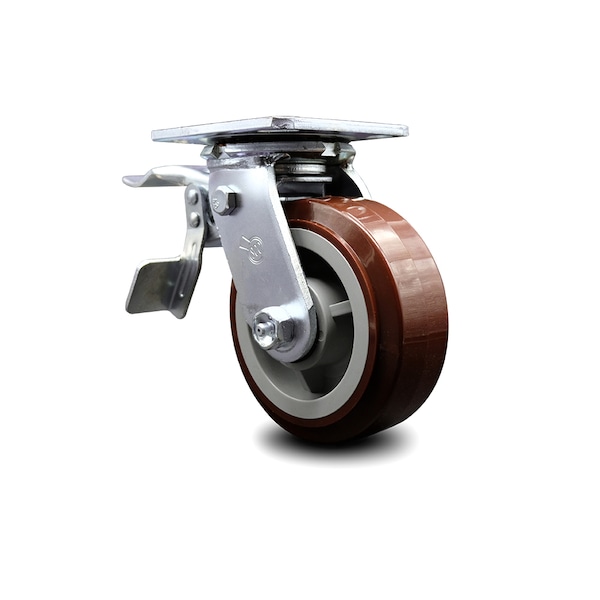 5 Inch Polyurethane Swivel Caster with Ball Bearing and Total Lock Brake SCC